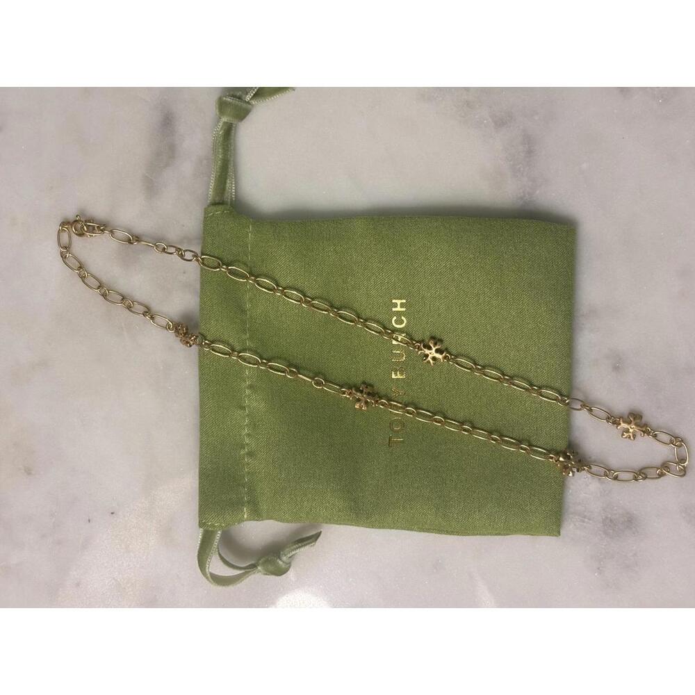 Tory Burch Gold Chain Necklace with Logo Charms